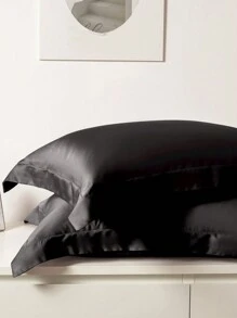 1pc Solid Color Satin Pillowcase With Envelope Closure, Bedding
