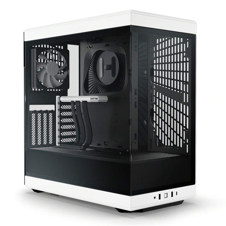 HYTE Y40 - Modern Aesthetic Panoramic Tempered Glass Mid-Tower ATX Computer Gaming PC Case With PCIE 4.0 Riser Cable Included - White/Black - 黑與白 - 查看 1