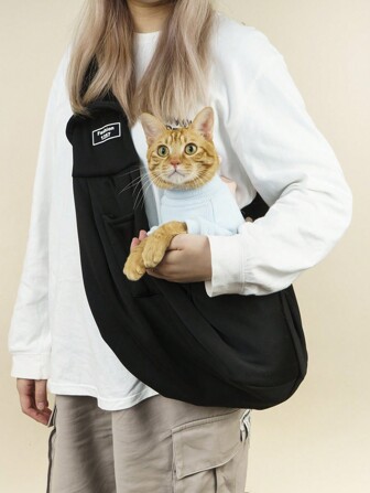 1pc Pet Travel Carrier Bag, Breathable Ventilated Shoulder & Crossbody Large Capacity Portable Cat Bag, Suitable For Small Pets Up To 10kg Cat Carrier Cat Bag