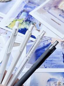 Classic Black And White Combination Highly Attractive Simple Writing Stationery Set, Including 4 Clickable Pens With Different Tip Sizes - Black and White - View 4