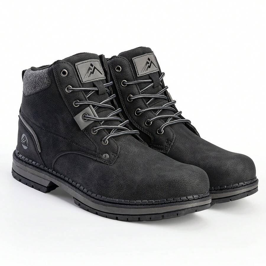 Men's Winter Snow Boots With Sherpa Thermal Lined Waterproof Slip-Resistant Insulated - Black - View 1