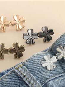 1 Pieza Cinturón Ajustable Invisible De Trébol De La Suerte Con Botones Desmontables Sin Costuras, Cinturón De Flores Pequeñas Con Herramienta De Reducción De Cintura Para Decoración Y Ajuste De Cintura, Hebilla De Cinturón Para Pantalones Vaqueros