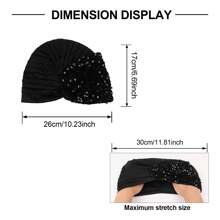Fashion Women's Solid Color Beanie Hat Bling Side Sequin Decorated Stretch Turban Hat Bonnet Hair Bonnet Turban Christmas