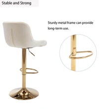 24-32 Inch Velvet Bar Stools, Counter Height Adjustable Swivel Barstools High Bar Chairs With Back & Golden Metal Base, Simple Bar Stool With Footrest For Home Kitchen Island, Pub(Ivory, Set Of 2) - 象牙 - 查看 5