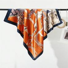 1 Miếng Của phụ nữ Mới 90*90cm Kích thước lớn Lụa Bắt chước Mô hình chuỗi In Hình vuông Khăn quàng cổ , Xa ten Băng đô cài tóc Và Cái cổ Khăn quàng cổ Thanh lịch - Khăn quàng cổ A - Xem 3
