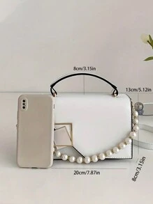 Mini gewebte Kette dekorierte Umhängetasche mit Klappe und schwarzem Verschluss für Frauen, tragbare Schultertasche für Arbeit, Einkaufen, Reisen, Business Lässig Damentasche perfekt für Büro, Geschäft und Arbeit