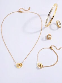 6 Pcs Stylish And Exquisite Stainless Steel Single Row Rhinestones Sets Are Perfect Holiday Gifts For Your Girlfriend - Gold - View 10
