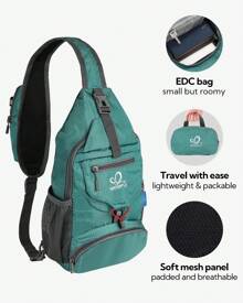WATERFLY Packable Small Crossbody Sling Backpack Men Women Foldable Shoulder Chest Bag Daypack For Hiking Traveling