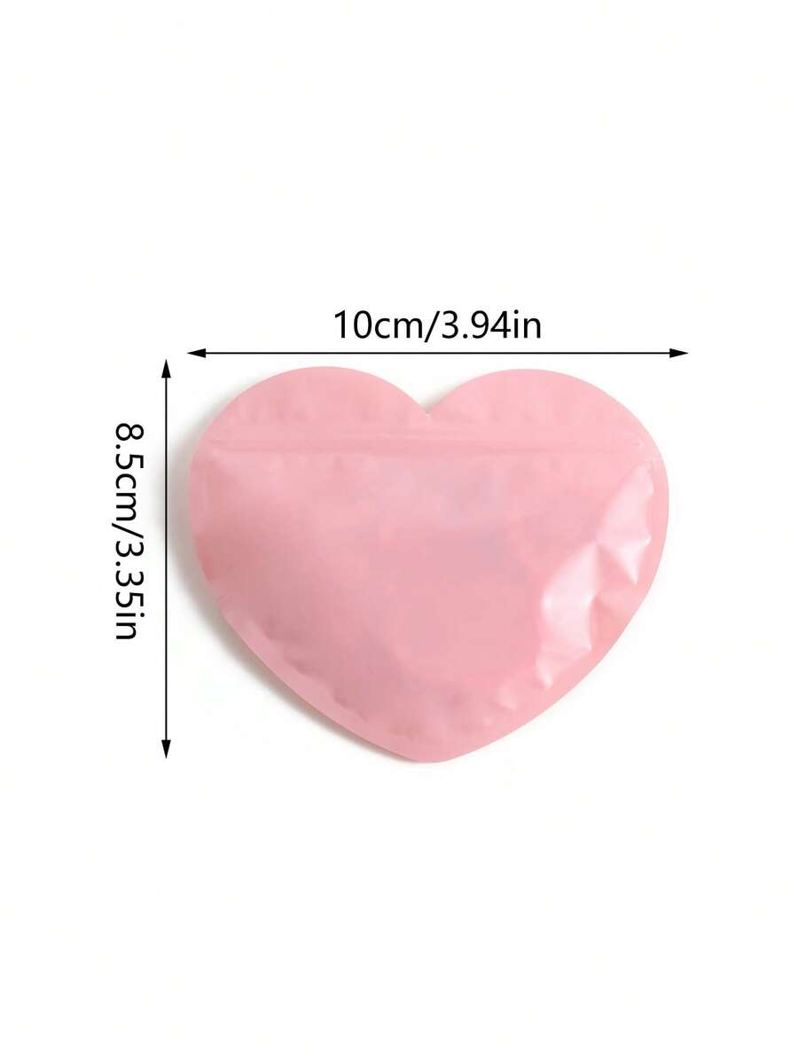 40pcs Transparent Pink Heart Shape Jewelry Gift Bag AntiOxidation Ziplock Pouch For Jewelry