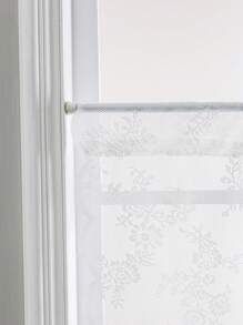 1pc German Style Romantic Lace Door Curtain Featuring Floral Design With Pull Rod, Suitable For Kitchen Windows, Bedroom Windows And Room Divider - White - View 9