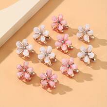 10pcs Cute Everyday Floral Crystal Hair Clips, Gift For Girls - Multicolor - View 4