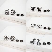 1Pair Stainless Steel Simple Pet Cat Earrings For Women Sweet Lovely Cute Simple Jewelry Party Anniversary