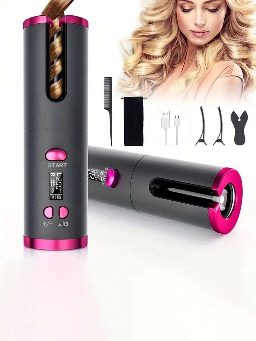 Rechargeable Cordless Automatic Curler, Effortlessly Create Beautiful ...