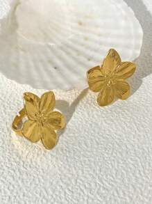 Mazuer 1pc 18K Gold Plated Stainless Steel Dragonfly Design Fashion Ring, For Women, Suitable For Daily Wear, Party, Teachers' Day, Christmas, Gathering, Travel, Holiday Gift - Yellow Gold - View 5