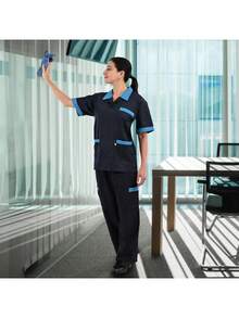 Juego de Filipina De Limpieza Con Pantalón Mod 1803 - Azul marino con turquesa - Ver 10