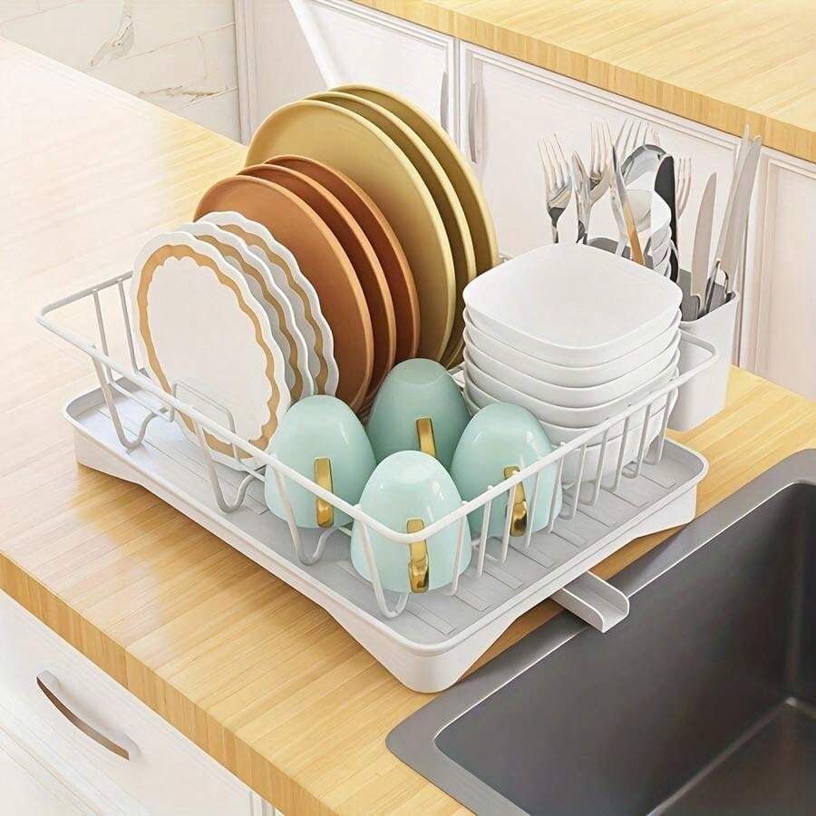 Porte-Couverts De Cuisine Avec Égouttoir - Organisateur Multifonction En Plastique - 18 X 18 X 18 Cm - Gris - Pour Cuillères, Spatules, Baguettes
