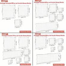 CYFUN DESIGN 3/5/6/7/9 Pcs/Set Clear Acrylic Stamp Block Kit With Grid Lines For DIY Scrapbooking Clear Photo Album Decorative - Clear - View 9
