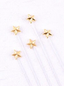 1pc Birthday Cake Decoration Star Shaped Baking Cake Dessert Dress-Up Topper In Gold And Silver - Gold - View 1