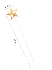 1pc Birthday Cake Decoration Star Shaped Baking Cake Dessert Dress-Up Topper In Gold And Silver - Gold - View 5