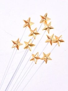 1pc Birthday Cake Decoration Star Shaped Baking Cake Dessert Dress-Up Topper In Gold And Silver - Gold - View 2