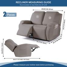 1/2/3 Seat Solid Recliner Sofa Covers, Polyester Fabric Stretch Recliner Couch Covers For Chair Cover, Soft Washable Furniture Protector With Pockets - taupe - View 7