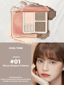 JUDYDOLL 9克多功能彩妆盘，哑光高光修容盘，适合新手，打造自然妆容，是派对、婚礼、日常妆容的理想之选。 - 粉色 - 查看 2