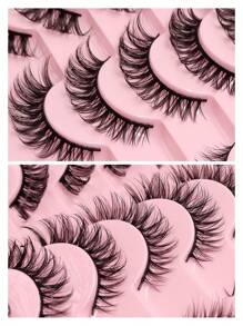 20 Pairs D Curl Lashes Dramatic Volume False Eyelashes Natural Look Full Strip Lashes Extension For Daily Wear Strip Lashes, Lashes, Eyelashes, Fake Lashes - Black - View 5