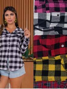 Plus Size Blouses - 黑與白 - 查看 2