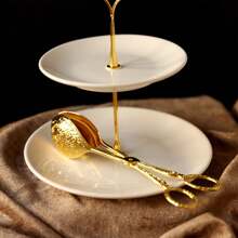 1pc Gold-Colored Metal Salad Spoon Clip, Exquisite Buffet Party Dessert Tool For Birthday Party And Dinner, Kitchen, Christmas Gift - Gold - View 4
