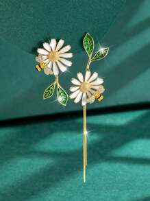 1 par de brincos minimalistas e modernos da série Daisy, abelha, pintura de flores, gota a óleo, folha, assimétricos, com borlas longas, adequados para uso diário, dia dos namorados, mãe, mãe, dia das mães, presente