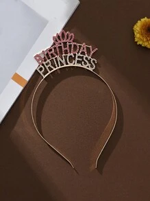 1件女王鑽石皇冠,粉色水晶皇冠造型合金髮飾派對配件,女士生日派對髮飾,公主角色扮演服裝配件 - 彩色 - 查看 3