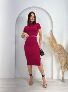 Women Two-piece Outfits - Màu Hồng Tươi - Xem 2