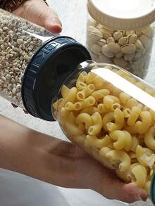 6pcs Stackable Food Sealing Container With Lid, Plastic Kitchen Grain Storage Box, Moisture-Proof Jar Available In Multiple Specifications - Green - View 10