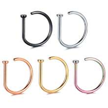 ADYJELY 2-10pcs Set Punk Style D-Shape Nose Clip Fake Piercing Nose Ring Hypoallergenic G23 Titanium 20G Thin Septum Rings Piercing Lip Hoop Tragus Ear Cartilage Earrings Conch Daith Helix Ring 8mm 10mm, Black Ear Lobe Earring ,Women And Men Body Pierecing Jewelry - N015NSD - View 22