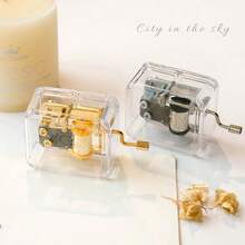 1入手摇式透明金屬樂盒,8種聲音,非常適合情侶的生日禮物 - 白色-卡農 - 查看 8