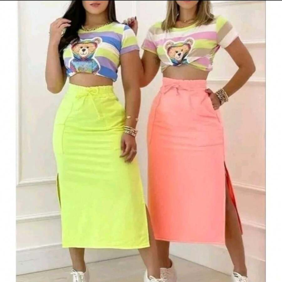 Women Two-Piece Outfits - 青檸色 - 查看 1