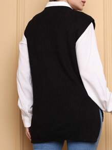 Shu MODA Colete de Lã Qualidade ótimo /Preço de Fabrica /Bem Quente e confortável pode faz varias combinação suéter tricô/SIM BLUSA - Preto - Visão 3