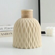 1 chiếc Bình hoa nhựa gợn sóng nước sáng tạo theo phong cách Bắc Âu, Bình hoa nhựa trang trí nhà cửa/văn phòng - Màu be - Xem 2