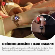 Totwoo Long Distance Touch Bracelets For Couples, Vibration & Light Up For Love Couples Bracelets | Long Distance Relationship Gifts For Girlfriend Bluetooth Pairing Jewelry - FigaroKette/Schwarz Gold - Xem 2