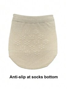 3 双装女士舒适隐形无内衬半筒袜，防滑分趾袜，适合日常使用 - 杏色 - 查看 3