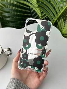 1 Miếng Viết tháu Đen Hoa Tiếng Anh Mẫu Ốp lưng & bao da điện thoại Gương Góc Chống giọt bắn TPU Trở lại Che phủ , Tương thích với iPhone 15pro - Nhiều màu - Xem 3