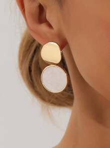 1 Pair Alloy Dotted Shell & Resin Pendant Earrings For Women, Beach Party Gift, Also Available In Clip-On Style - Multicolor - View 1