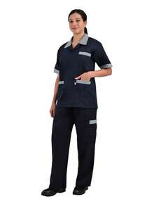 Juego de Filipina De Limpieza Con Pantalón Mod 1803 - Azul marino Con Gris - Ver 4