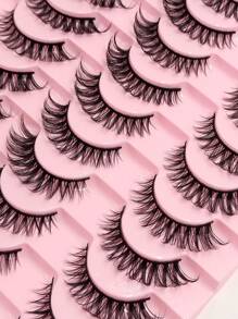 20 Pairs D Curl Lashes Dramatic Volume False Eyelashes Natural Look Full Strip Lashes Extension For Daily Wear Strip Lashes, Lashes, Eyelashes, Fake Lashes - Black - View 6