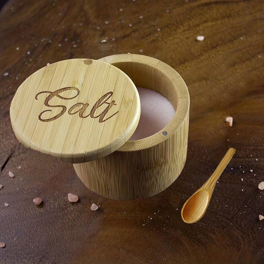 1pc Salt Box, Bamboo Salt Box, Salt Cellar, Bamboo Salt Cellar, Wooden ...