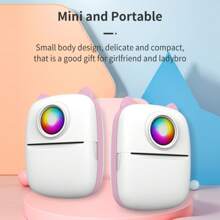 Mini Portable Printer With 1 Roll Of Printing Paper, Inkless Sticker Printer,Mini Thermal Printer For Notes/Photos/Stickers/Labels/Receipts, Pocket Printer Compatible With IPhone, Android