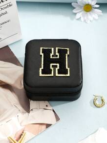 1個簡約風格字母系列珠寶收納盒,適用於戒指、項鏈、耳環 - 黑色黑字母 - 查看 20
