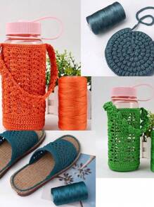 2入組冰絲亞麻尼龍紗,尼龍100%鉤織線,手編線,適用於編織夏季遮陽帽鞋子墊子,3.53盎司/個,寬度1.5毫米 - 01*2pc - 查看 4