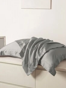 1pc Satin Solid Color Pillowcase, Envelope Closure Soft Pillow Cover For Bedroom, Bedding
