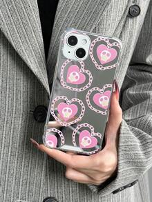 1 Miếng Bằng phẳng Màu hồng Tim Hình đầu lâu Gương Vỏ bảo vệ Với TPU Chất liệu Tương thích với iPhone 15pro - Nhiều màu - Xem 2